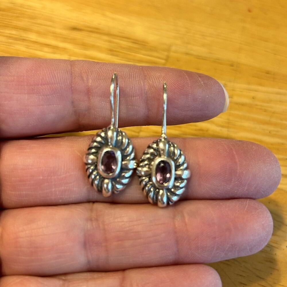 925 Sterling Silver Amethyst Drop Earrings #E112 - Picture 8 of 8